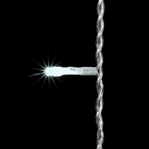 Светодиодная нить 100 холодных белых LED ламп, 10 м., 24В., прозрачный провод ПВХ, LTC (PST100-10-1W)