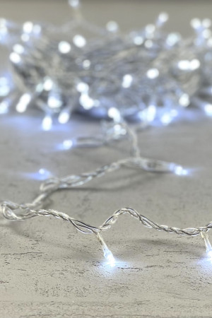 Светодиодная нить 100 холодных белых LED ламп, 10 м., 24В., прозрачный провод ПВХ, LTC (PST100-10-1W)