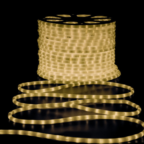 Дюралайт светодиодный 2-х проводной, диаметр 13 мм., 220В, теплые белые LED лампы 36 шт на 1 м., бухта 100 м., матовый, статика, Teamprof (TPF-DL-2WHM-100-240-WW)