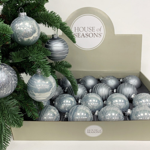 Набор стеклянных шаров Новогодняя поземка 70 мм., 18 шт., нежно-голубой, Christmas DeLuxe (86792)