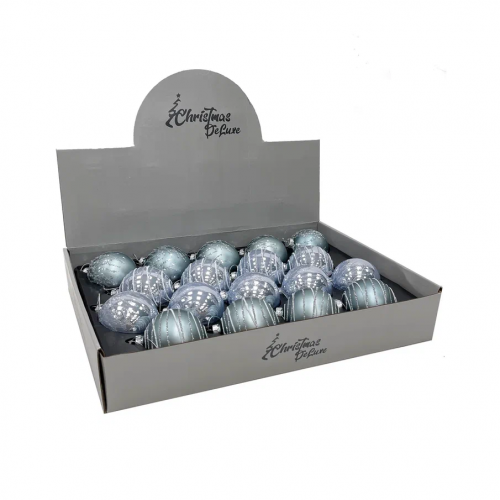 Набор стеклянных шаров Новогодняя поземка 70 мм., 18 шт., нежно-голубой, Christmas DeLuxe (86792)