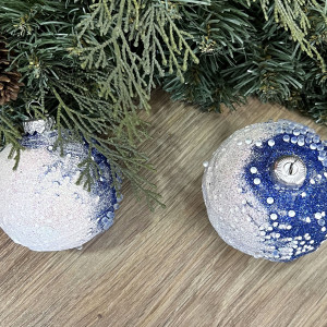 Набор стеклянных шаров  Снежная Феерия, 2 шт., синий, Irena CO (91104)
