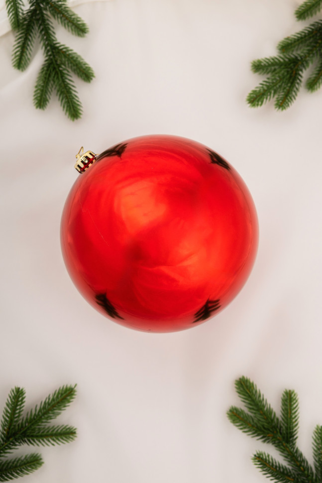 Шар пластиковый глянцевый 200 мм., красный, ЕлкиТорг (150111)