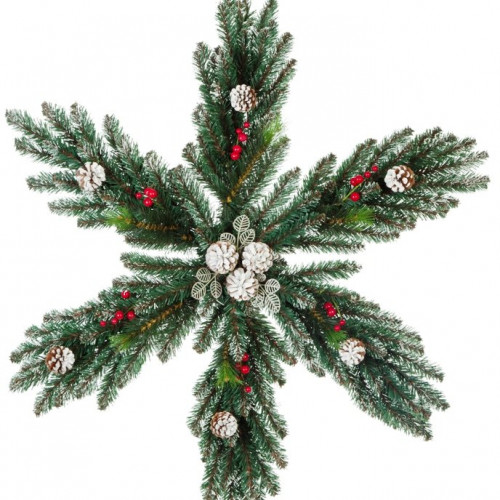Рождественская снежинка Мечта с шишками и ягодами заснеженная 60 см., ЕлкиТорг (52005) 