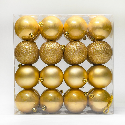 Набор пластиковых шаров  Онтарио 80 мм., золото, 32 шт., Christmas DeLuxe (89588)