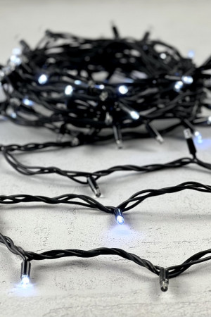 Светодиодная гирлянда Sealed с супер-мерцанием 10 м., 220V ., 75 холодных белых LED ламп, черный каучук, LTC (LL75ABL-1-2W)