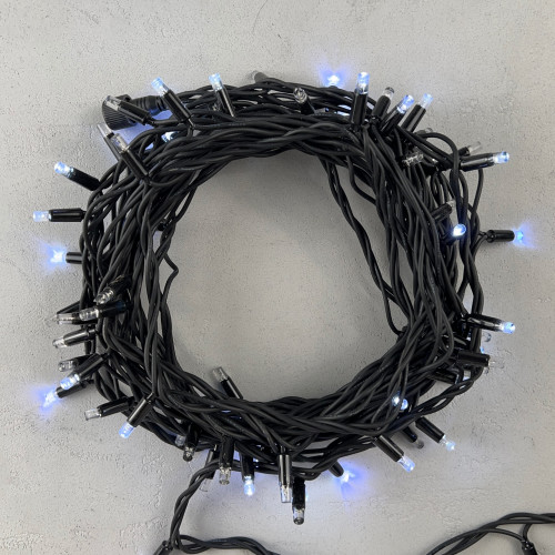 Светодиодная гирлянда Sealed с супер-мерцанием 10 м., 220V ., 75 холодных белых LED ламп, черный каучук, LTC (LL75ABL-1-2W)