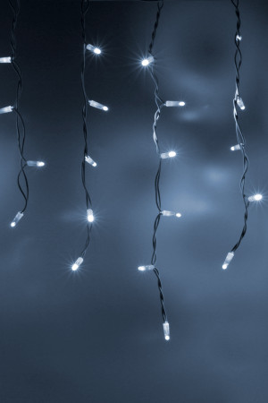 Светодиодная бахрома 108 холодных белых LED ламп, 3*0.6 м., 220В, мерцание, белый резиновый провод, Teamprof (TPF-i3*0.6F-RW/W)