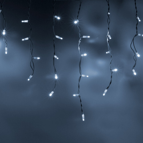 Светодиодная бахрома 108 холодных белых LED ламп, 3*0.6 м., 220В, мерцание, белый резиновый провод, Teamprof (TPF-i3*0.6F-RW/W)