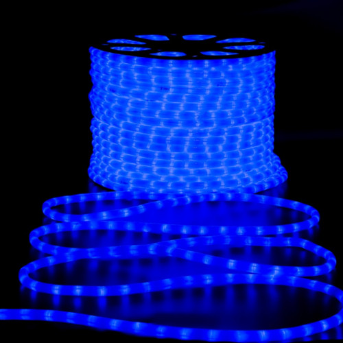 Дюралайт светодиодный 2-х проводной, диаметр 13 мм., 220В, синие LED лампы 36 шт на 1 м., бухта 100 м., матовый, статика, Teamprof (TPF-DL-2WHM-100-240-B)
