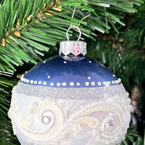 Стеклянный шар Метель, 1 шт., бело-синий, Irena CO (91717)