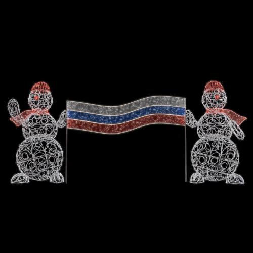 Светодиодная фигура Снеговики с флагом 180 см., Сад Радости (SR239)