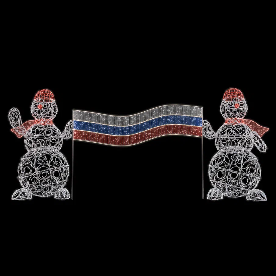 Светодиодная фигура Снеговики с флагом 180 см., Сад Радости (SR239) Светодиодная фигура Снеговики с флагом 180 см., Сад Радости (SR239)