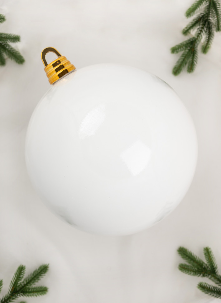 Шар пластиковый глянцевый 500 мм., белый, ЕлкиТорг (150903)