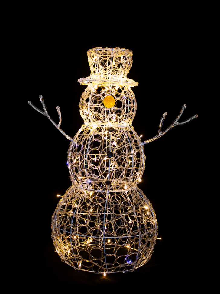 Снеговик светодиодный с мерцающим диодом 90*50 см., тепло-белое свечение, прозрачный провод, IP 20, Winner (51ww)