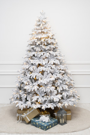 Искусственная елка Камчатская заснеженная 180 см., 330 теплых белых Led ламп., литая хвоя+пвх, ЕлкиТорг (134180)