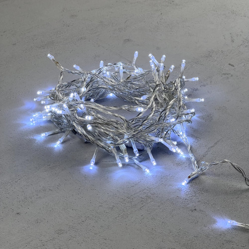 Светодиодная нить 100 холодных белых LED ламп, 10 м., 220-230В., прозрачный провод ПВХ, LTC (PST100-10-2W)