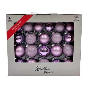Набор стеклянных шаров Лавандовый микс 42 шт., Christmas De Luxe (87168)