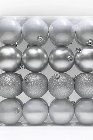 Набор пластиковых шаров Онтарио 80 мм., серебро, 32 шт., Christmas DeLuxe (89590)
