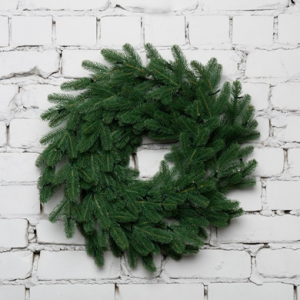 Рождественский венок Парижанка 60 см., 60 теп.белых ламп., 100% литая хвоя, ЕлкиТорг (52111)