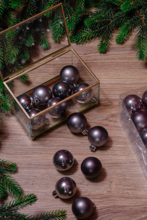 Набор пластиковых шаров Милена 40 мм, стальной, 16 шт, Kaemingk (021735)