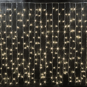 Светодиодный облегченный занавес 2*1.5 м., 220V, 300 теплых белых LED ламп, прозрачный ПВХ провод, Rich LED (RL-CS2*1.5-T/WW)