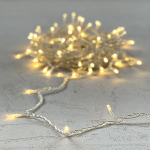 Светодиодная нить 100 теплых белых LED ламп, 10 м., 24В., прозрачный провод ПВХ, LTC (PST100-10-1WW)