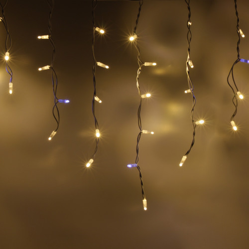 Светодиодная бахрома 108 теплых белых LED ламп, 3*0.6 м., 220В, мерцание, белый резиновый провод, Teamprof (TPF-i3*0.6F-RW/WW)