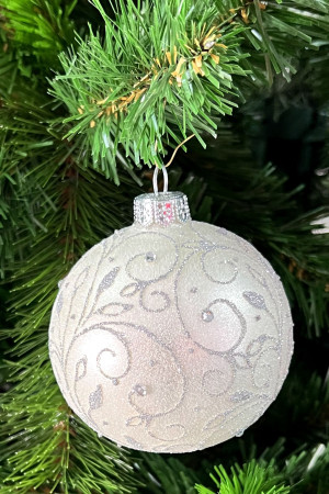 Стеклянный шар Серебряная сказка, 1 шт., белый, Irena CO (91713)