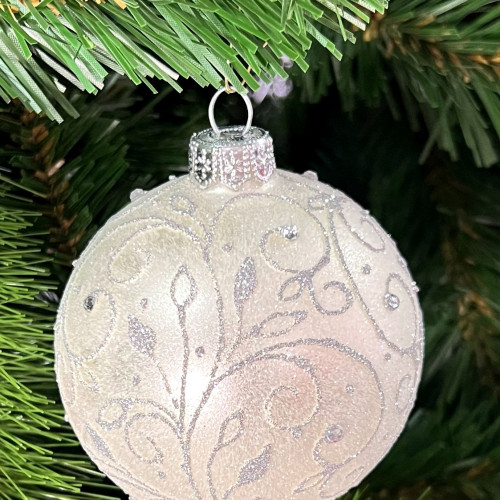 Стеклянный шар Серебряная сказка, 1 шт., белый, Irena CO (91713)