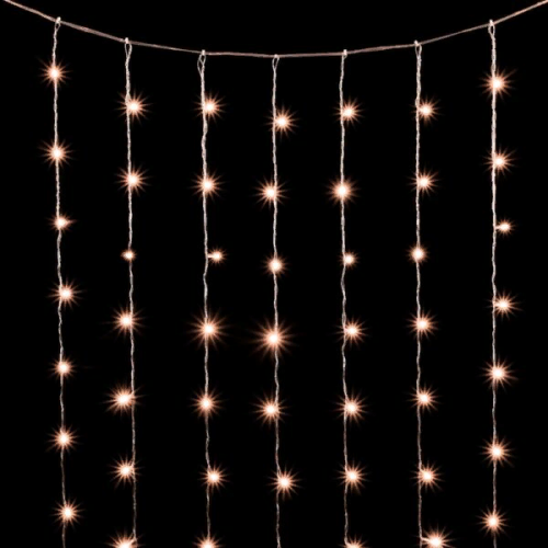 Светодиодный занавес 2*2 м., 400 экстра теплых белых LED ламп, облегченный, прозрачный провод ПВХ, LTC (PCL400NOT-10-2EWW)  