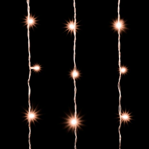 Светодиодный занавес 2*2 м., 400 экстра теплых белых LED ламп, облегченный, прозрачный провод ПВХ, LTC (PCL400NOT-10-2EWW)  