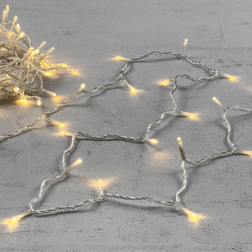 Светодиодная нить 100 теплых белых LED ламп, 10 м., 220-230В., прозрачный провод ПВХ, LTC (PST100-10-2WW)