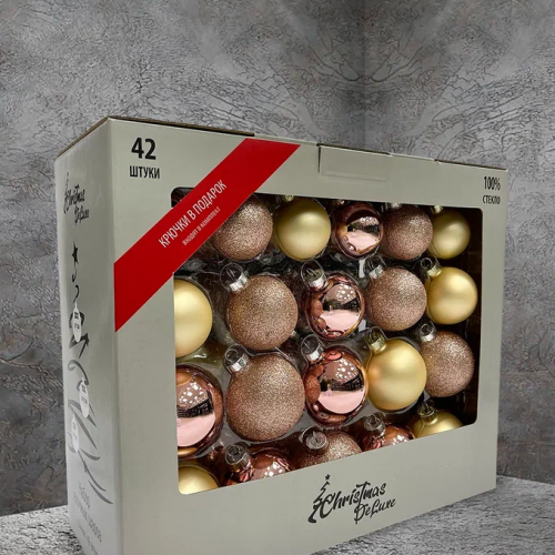 Набор стеклянных шаров Розовое шампанское 42 шт., Christmas DeLuxe (87164)