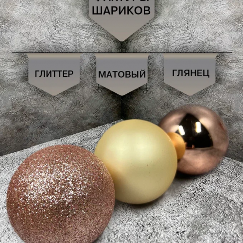 Набор стеклянных шаров Розовое шампанское 42 шт., Christmas DeLuxe (87164)