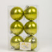 Набор пластиковых шаров Анет 80 мм., салатовый перламутр, 6 шт., ЕлкиТорг (150338)