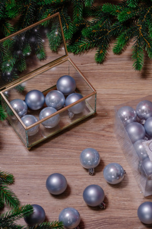 Набор пластиковых шаров Милена 40 мм, голубая вода, 16 шт, Kaemingk (021736)