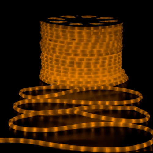 Дюралайт светодиодный 2-х проводной, диаметр 13 мм., 220В, желтые LED лампы 36 шт на 1 м., бухта 100 м., матовый, статика, Teamprof (TPF-DL-2WHM-100-240-Y)