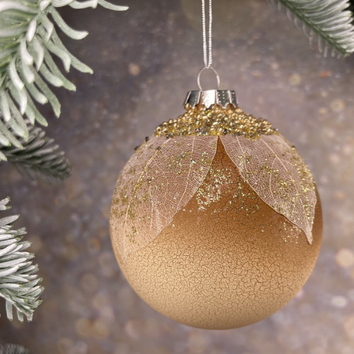 Набор стеклянных шаров Райский сад 80 мм., 12 шт., песочный, Christmas DeLuxe (86802) 