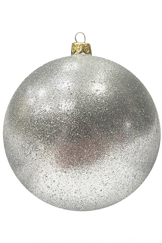 Шар пластиковый Искристый, 150 мм., 1 шт., серебро, ПромЕлка (ШИПЛ-150Silver)