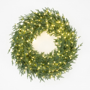 Хвойный Венок Лесная симфония 90 см., микро LED лампы, 100% литая хвоя, ЕлкиТорг (52121)
