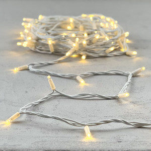 Светодиодная гирлянда с колпачком 75 теплых белых LED ламп 10 м., 24В., белый каучуковый провод, IP65, LTC (LL75-8-1WW)