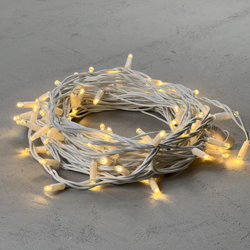 Светодиодная гирлянда с колпачком 75 теплых белых LED ламп 10 м., 24В., белый каучуковый провод, IP65, LTC (LL75-8-1WW)