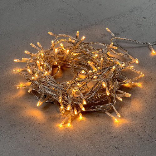 Светодиодная нить 100 экстра теплых белых LED ламп, 10 м., 220-230В., прозрачный провод ПВХ, LTC (PST100-10-2EWW)