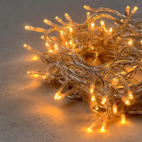 Светодиодная нить 100 экстра теплых белых LED ламп, 10 м., 220-230В., прозрачный провод ПВХ, LTC (PST100-10-2EWW)