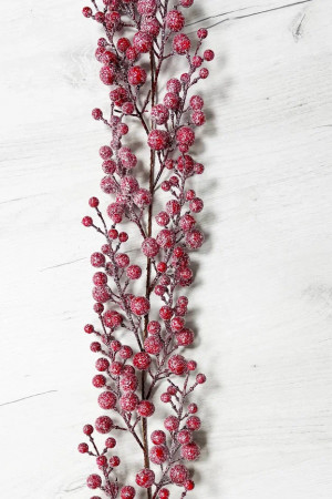 Гирлянда заснеженная из красных ягод 180 см., Christmas DeLuxe (89126)