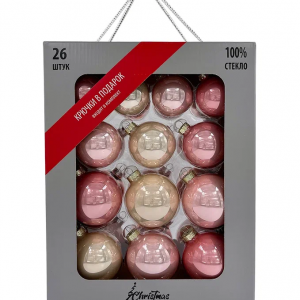 Набор стеклянных шаров Розовая дымка 26 шт., Christmas DeLuxe (89578)