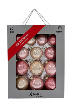 Набор стеклянных шаров Розовая дымка 26 шт., Christmas DeLuxe (89578)
