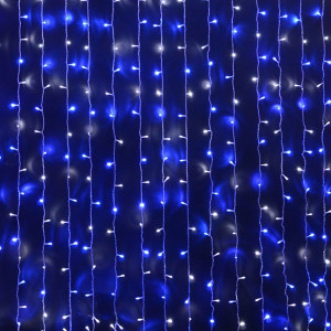 Светодиодный облегченный занавес 2*1.5 м., 220V, 300 сине-белых LED ламп, прозрачный ПВХ провод, Rich LED (RL-CS2*1.5-T/BW)