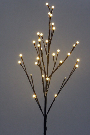 Светодиодная флористика Ветка мерцающая 1 м., 3*АА батарейки,  32 теплых белых мерцающих LED ламп, Beauty Led (LC176L-B032K-132)